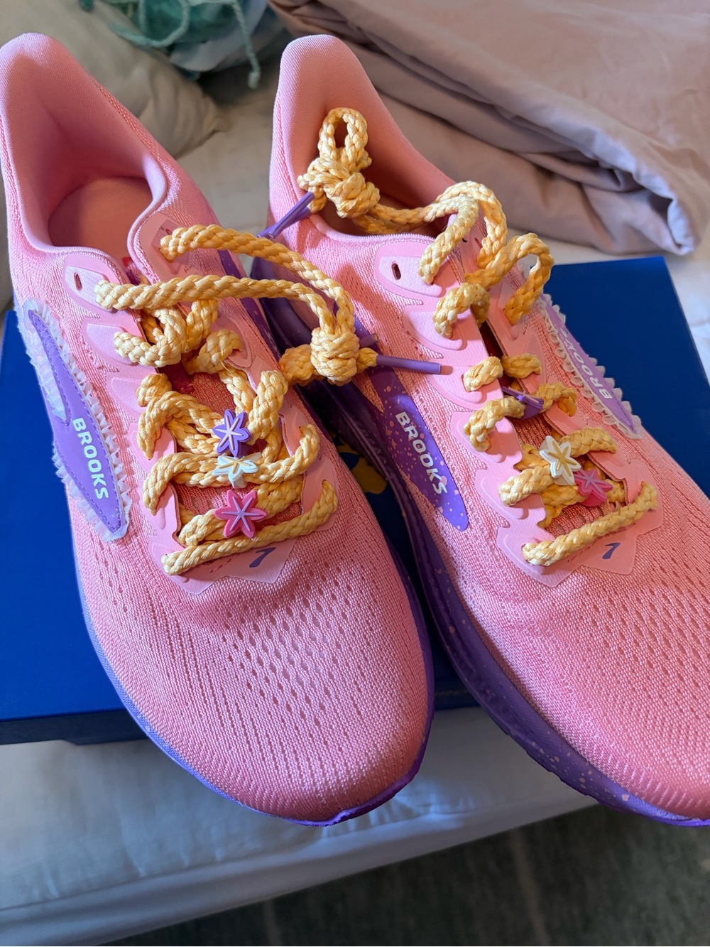 Brooks Women's runDisney Rapunzel Running Shoes with Yellow Laces - Picture 2 of 6